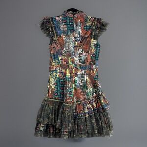 Lululalways dress chinese diesgner quality ruffle womens small colorful